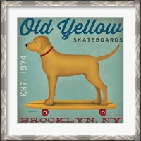 Framed Golden Dog on Skateboard