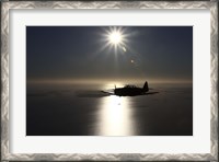 Framed silhouette of North American T-6 Texan warbird in Swedish Air Force colors