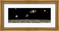 Framed View of the universe and planets as seen from a distant moon