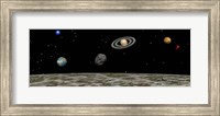 Framed View of the universe and planets as seen from a distant moon