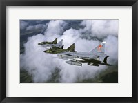 Framed Four Saab 37 Viggen fighters of the Swedish Air Force