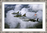 Framed Four Saab 37 Viggen fighters of the Swedish Air Force