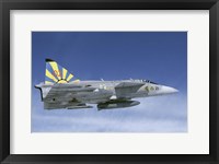 Framed Saab JA 37 fighter of the Swedish Air Force