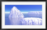 Framed Three icebergs in ocean by daylight