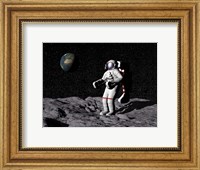 Framed Astronaut on moon with Earth in the background