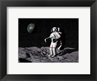 Framed Astronaut on moon with Earth in the background