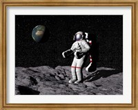 Framed Astronaut on moon with Earth in the background