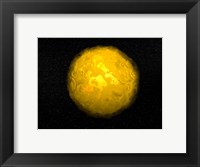 Framed Bright sun shining in the universe with starry background