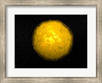Framed Bright sun shining in the universe with starry background