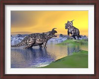 Framed Confrontation between two Einiosaurus dinosaurs