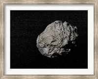 Framed Large grey meteorite in the universe full of stars