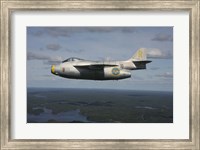 Framed Saab J 29 vintage jet fighter of the Swedish Air Force Historic Flight