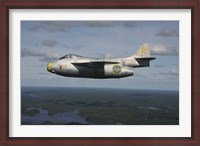 Framed Saab J 29 vintage jet fighter of the Swedish Air Force Historic Flight