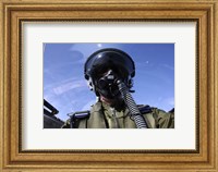 Framed Self-portrait of a pilot flying in a Saab J 32 Lansen