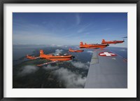 Framed Swiss Air Force display team, PC-7 Team, flying the Pilatus PC-7 turboprop trainer aircraft