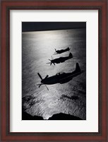 Framed Three P-51 Cavalier Mustang warbirds in flight