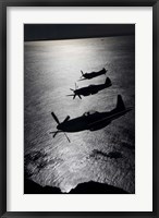 Framed Three P-51 Cavalier Mustang warbirds in flight