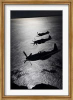 Framed Three P-51 Cavalier Mustang warbirds in flight