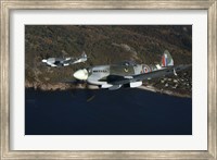Framed Two Supermarine Spitfire fighter warbirds