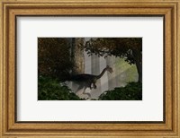 Framed Gigantoraptor in a dense prehistoric forest