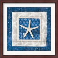 Framed Sea Shell IV on Blue