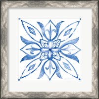 Framed Tile Stencil II Blue