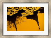 Framed Lily Pond and Temple Reflection in Yellow, China