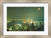 Framed City Lights at Twilight From Victoria Peak, Central District, Hong Kong, China