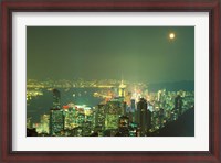 Framed City Lights at Twilight From Victoria Peak, Central District, Hong Kong, China