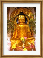 Framed Golden Buddha in Sha Tin Cemetery, Hong Kong, China