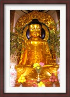 Framed Golden Buddha in Sha Tin Cemetery, Hong Kong, China