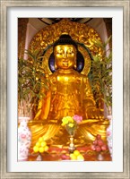 Framed Golden Buddha in Sha Tin Cemetery, Hong Kong, China