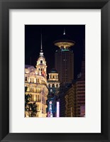 Framed Radisson Hotel and Neon-Lit Shopping District along Nanjing Road, Shanghai, China