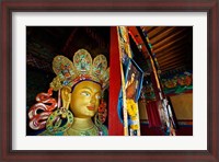 Framed Dalai Lama Picture Beside Maitreya Buddha, Thiksey Monastery, Thiksey, Ladakh, India