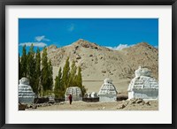 Framed White Stupa Forest, Shey, Ladakh, India