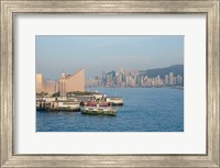 Framed Kowloon ferry terminal and clock tower, Hong Kong, China