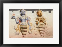 Framed Indian And Buddhist Gods On Temple, Thiksey, Ladakh, India