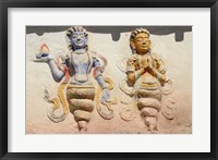 Framed Indian And Buddhist Gods On Temple, Thiksey, Ladakh, India