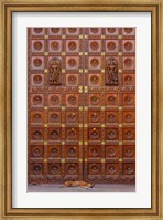 Framed Dog and Door at Temple in Sai Baba ashram, India