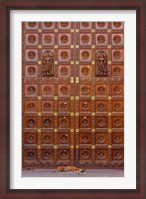 Framed Dog and Door at Temple in Sai Baba ashram, India
