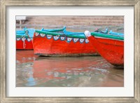 Framed Wooden Boats in Ganges river, Varanasi, India