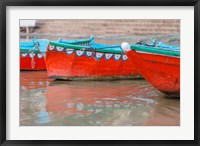 Framed Wooden Boats in Ganges river, Varanasi, India