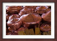 Framed Copper kettles, Lijiang Market, Lijiang, Yunnan Province, China