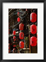 Framed Old Town red lanterns outside restaurants, Xinhua Jie Street, Lijiang, Yunnan Province, China