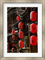 Framed Old Town red lanterns outside restaurants, Xinhua Jie Street, Lijiang, Yunnan Province, China