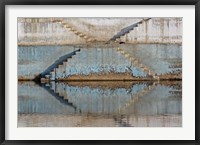 Framed Steps mirrored on small lake, Jodhpur, India