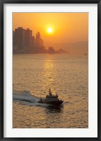 Framed Sunset view from Victoria Harbor and Kowloon, Hong Kong, China