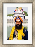 Framed Sika Hindu Religious Man in Bangla Shib Gurudwara, Sika Great Temple, New Delhi, India