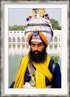 Framed Sika Hindu Religious Man in Bangla Shib Gurudwara, Sika Great Temple, New Delhi, India