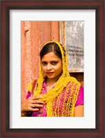 Framed Woman in Colorful Sari in Old Delhi, India